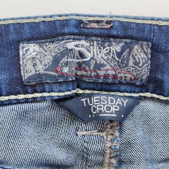 Silver Jeans Tuesday Crop denim blue women's size W28 - Picture 6 of 16